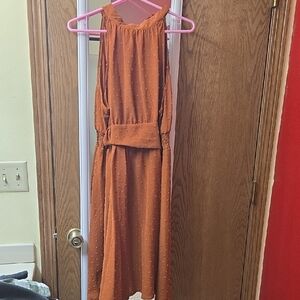 SHEIN Red Halter Sleeveless Midi Sundress